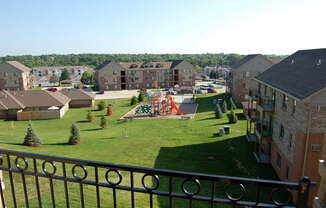 a view of the playground from the balcony