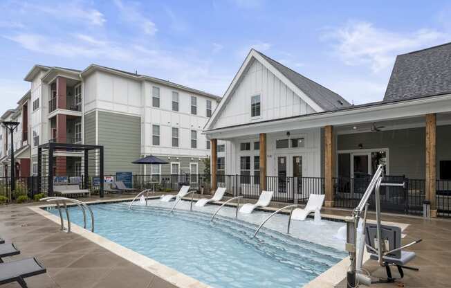 the swimming pool at the falls at borough park apartments