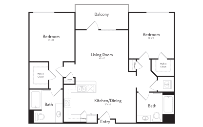 2 beds, 2 baths, 1,111 sqft, $3,895