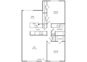 2 beds, 1 bath, 900 sqft, $949