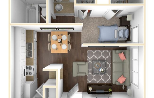 Studio, 1 bath, 415 sqft, $695, Unit 1004