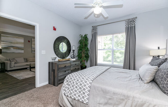 Bedroom With Ceiling Fan at Villas at Hampton, Hampton, 30228