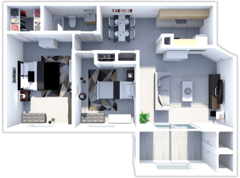 2 beds, 1 bath, 966 sqft, $829