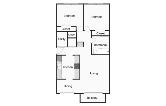 2 beds, 1 bath, 980 sqft, $1,042