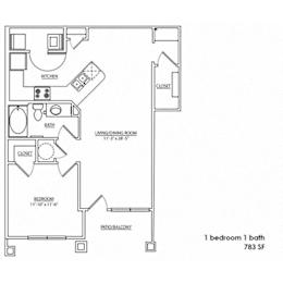 1 bed, 1 bath, 783 sqft, $1,313