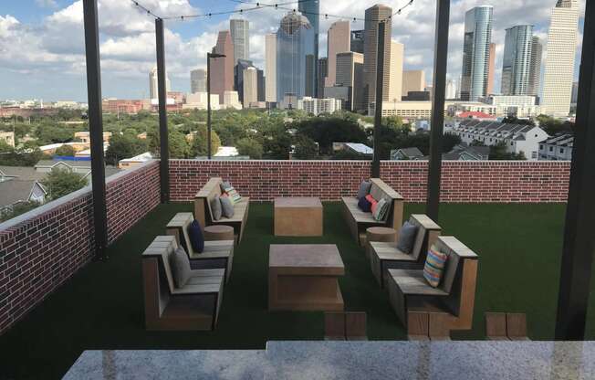 rooftop lounging area at Tinsley on the Park apartments