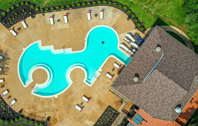 Aerial view of pool at 15Seventy, Chesterfield, MO 63017