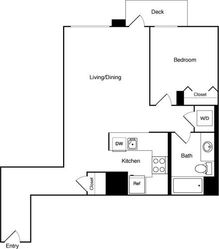 1 bed, 1 bath, 889 sqft, $2,281, Unit 203