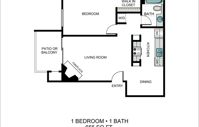 1 bed, 1 bath, 656 sqft, $2,250, Unit 2825-202