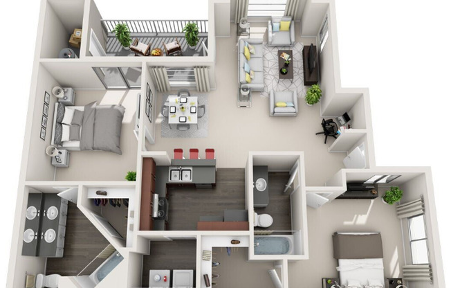 2 beds, 2 baths, 1,052 sqft, $1,485