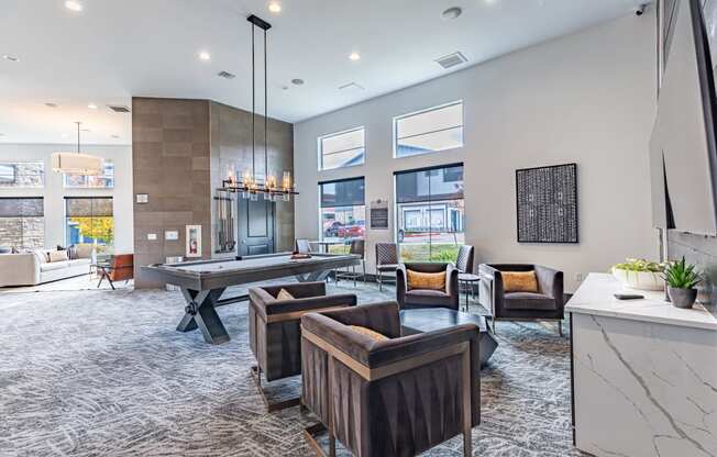 the preserve at ballantyne commons clubhouse with a pool table