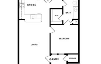 1 bed, 1 bath, 701 sqft, $1,286