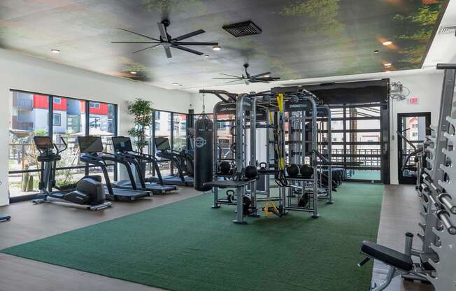 the gym at the flats at big tex apartmentsat Weylyn Luxury Apartments, Laveen