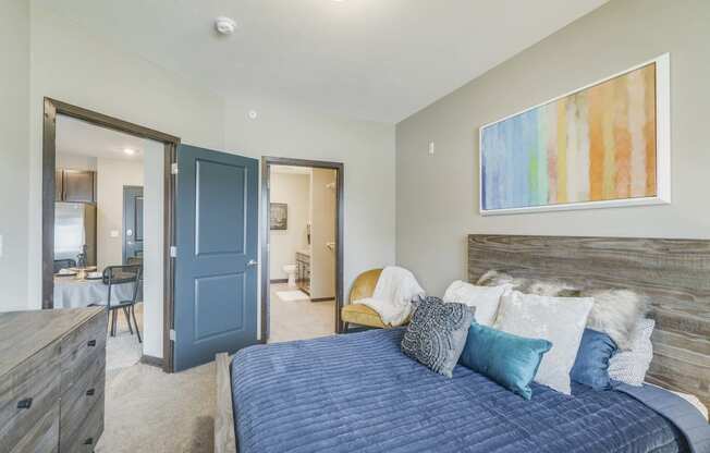 Master bedroom at WH Flats new luxury apartments in south Lincoln NE 68516