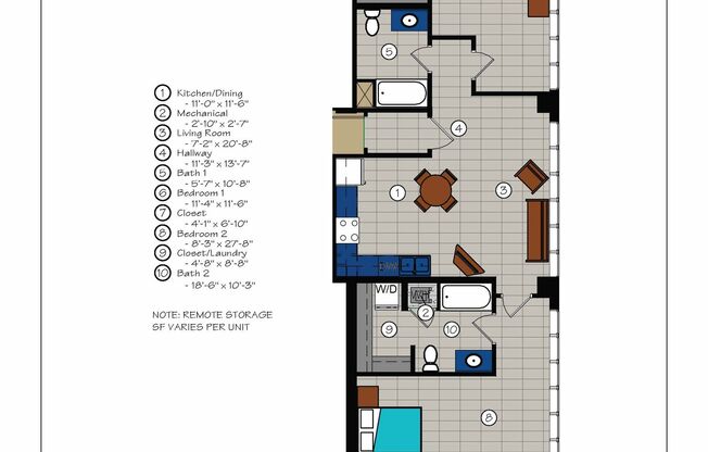 2 beds, 2 baths, 1,098 sqft, $990, Unit 403