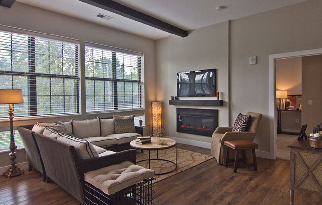 Living area with tvat Hayden Lofts Apartments, Ohio, 43016