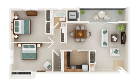 2 beds, 1 bath, 1,020 sqft, $1,799