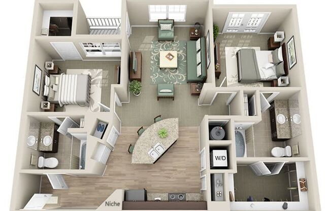 2 beds, 2 baths, 1,117 sqft, $1,905, Unit 00 - 909304SS