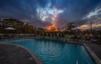 Pool View In Night at Westport Apartments, Norfolk