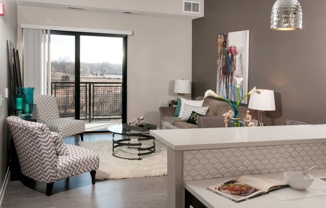 Open Kitchen with Living Room at The Axis, Plymouth, MN