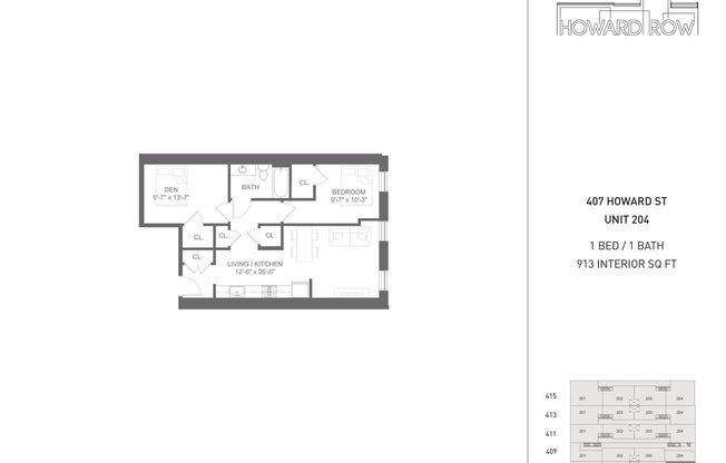 2 beds, 1 bath, 913 sqft, $1,399, Unit 407 Unit 204