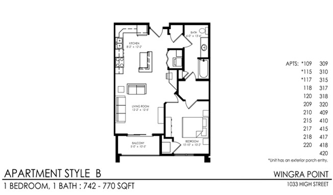 1 bed, 1 bath, 770 sqft, $1,597, Unit 309