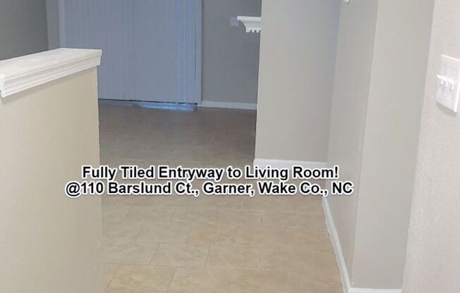 Garner! Great Cul-De-Sac Location! 2 BR, 2 Full Bath Single-Level Townhome w/Fireplace: $1295/mo