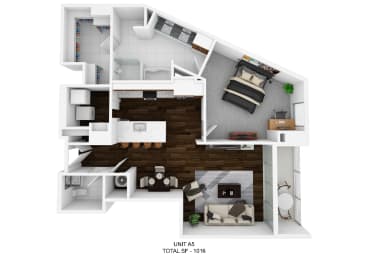 1 bed, 1.5 baths, 1,016 sqft, $2,721