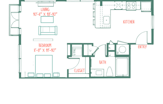 Studio, 1 bath, 645 sqft, $1,579, Unit 1420-2