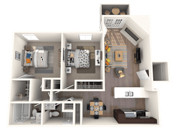 2 beds, 2 baths, 960 sqft, $1,693