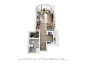 Studio, 1 bath, 536 sqft, $2,770