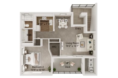 1 bed, 1 bath, 744 sqft, $2,775