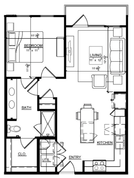 1 bed, 1 bath, 719 sqft, $1,579