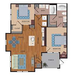 2 beds, 2 baths, 1,053 sqft, $1,529