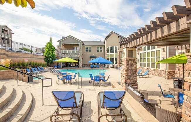 Pool with Lounge Chairs at San Moritz