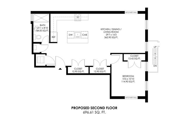 1 bed, 1 bath, 700 sqft, $2,700, Unit 2-F