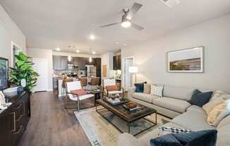 a living room with a couch and a coffee table