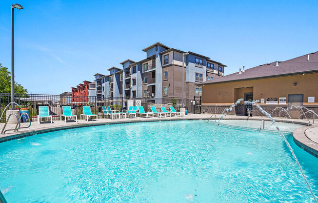 the swimming pool at the preserve at polk apartments