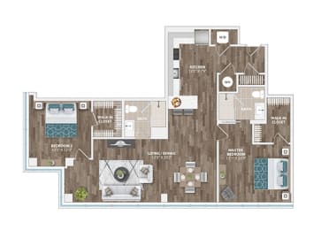 2 beds, 2 baths, 1,266 sqft, $3,296