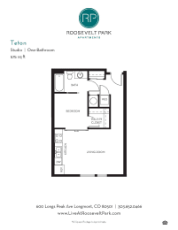 Studio, 1 bath, 575 sqft, $1,613