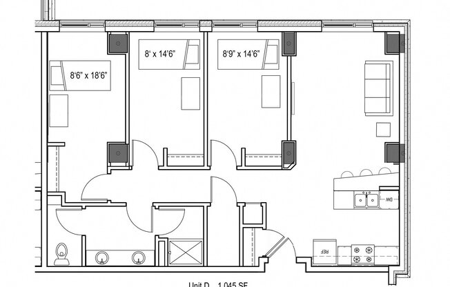 3 beds, 1 bath, 1,045 sqft, $3,795
