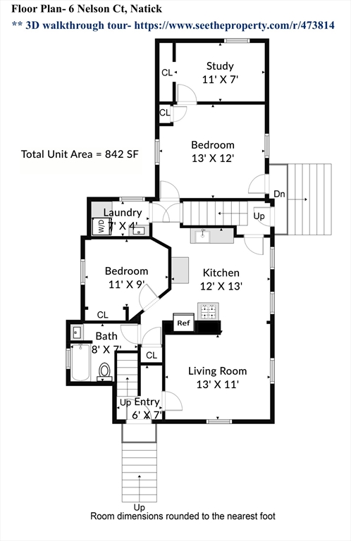 2 beds, 1 bath, 842 sqft, $2,200, Unit 6