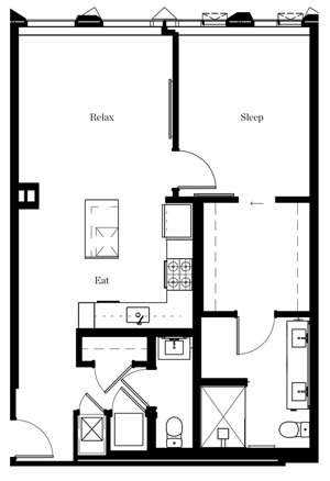 1 bed, 1.5 baths, 847 sqft, $7,300