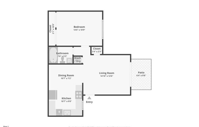 1 bed, 1 bath, 640 sqft, $2,520