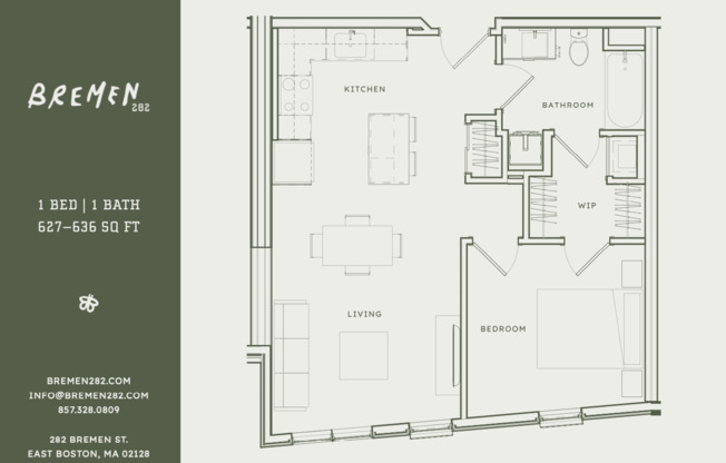 1 bed, 1 bath, 627 sqft, $3,270, Unit 403