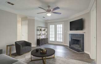 Place at Midway Douglasville GA apartments photo of  living room with hardwood flooring