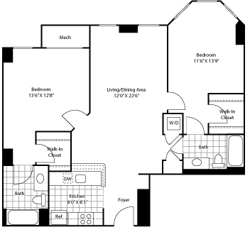 2 beds, 2 baths, 1,070 sqft, $3,792