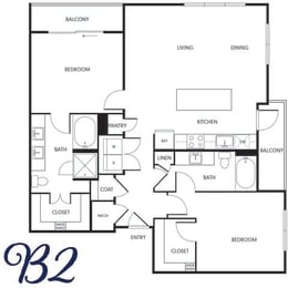 2 beds, 2 baths, 1,234 sqft, $2,180
