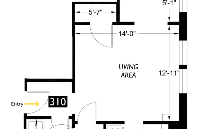 Studio, 1 bath, 455 sqft, $1,750, Unit 310