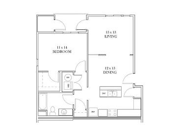 1 bed, 1 bath, 848 sqft, $2,412